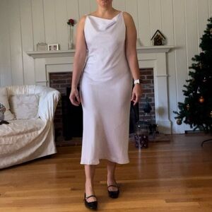 Aritizia Satin Midi Dress in Ice Lavender